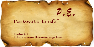 Pankovits Ernő névjegykártya